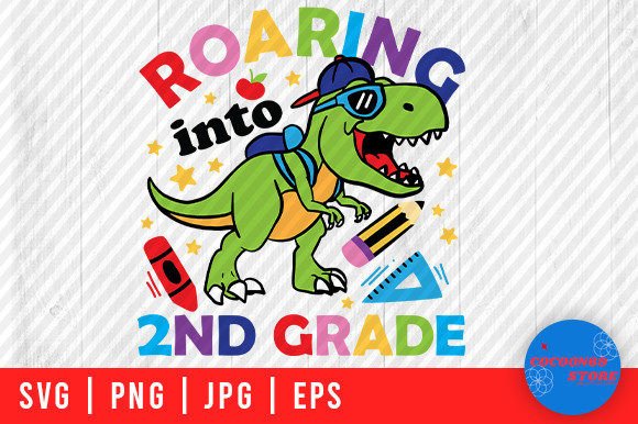 Roaring 2nd Grade T Rex SVG: Graphics & Crafts